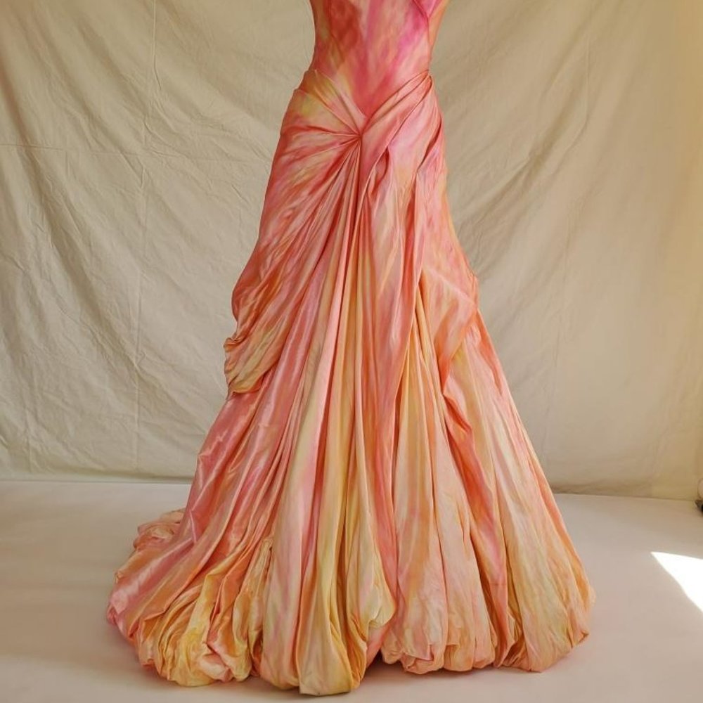 Silk Anna Maier Bohemian Wedding Dress blush Peach pink white ivory 4 6 petite - Picture 7 of 11